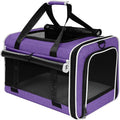 Top Open Medium Pet Carrier Roll Up Flap for Anxious Cat, Soft-Sided Small Pet Travel Crate Vet Friendly, Little Animal Yorkie Kennel Bag Suitcase Luggage Sleeve, 18x11x11 Inch Purple