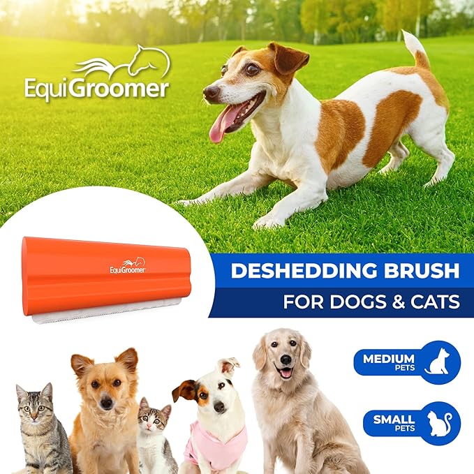 EasyGroomer Deshedding Brush for Dogs & Cats – Undercoat Grooming Tool for Short & Long Hair, Removes Loose Fur & Dirt, Reduces Shedding for Small & Large Pets, Orange