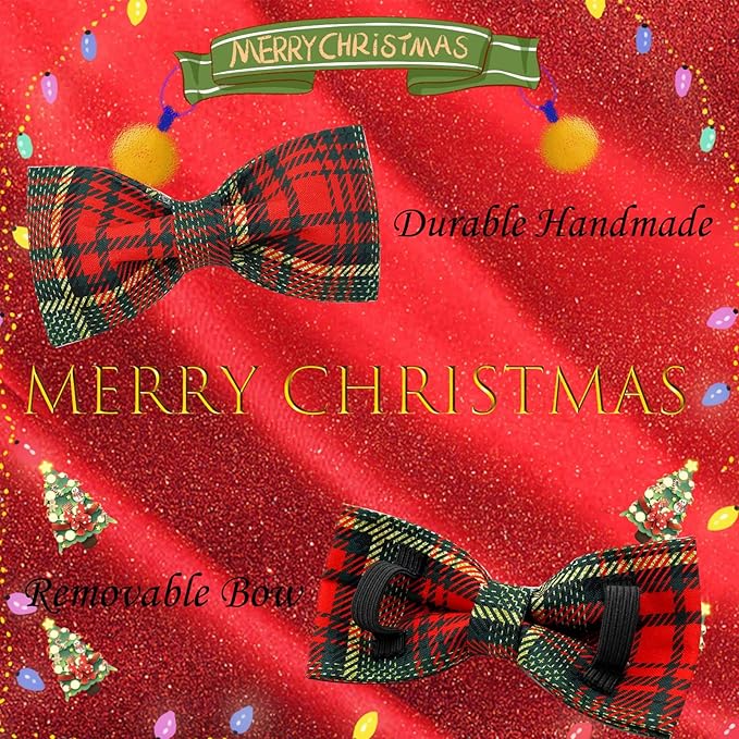 Dog Collar - Thanksgiving Turkey Dog Collar Bowtie Gift Soft Bow Adjustable Metal Buckle Pet Collar for Large Dogs