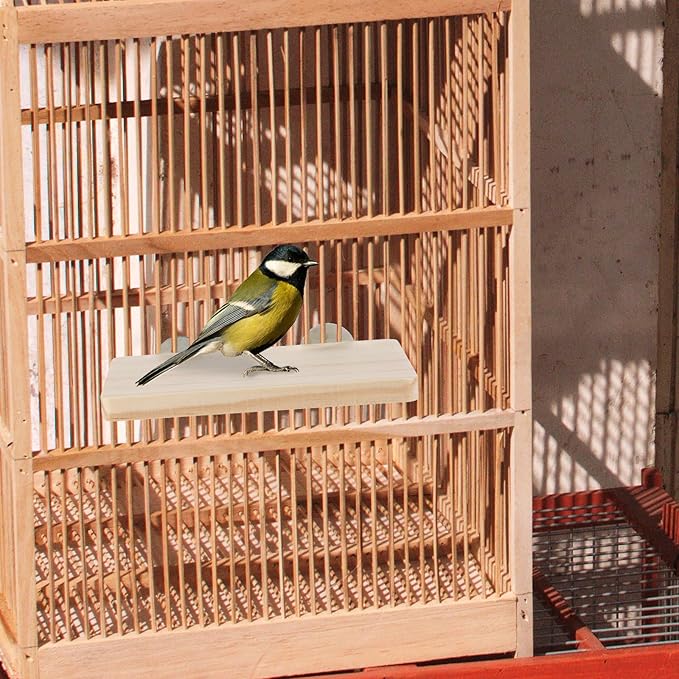 2PCS Bird Perch Platform Flat, Fan Shape and Rectangle Bird Cage Platform, 5.9 × 3.14 Inches Birds Perch Stand Platforms with Stainless Steel Washers for Cockatiel Rat Hamster Guinea Pig Conure