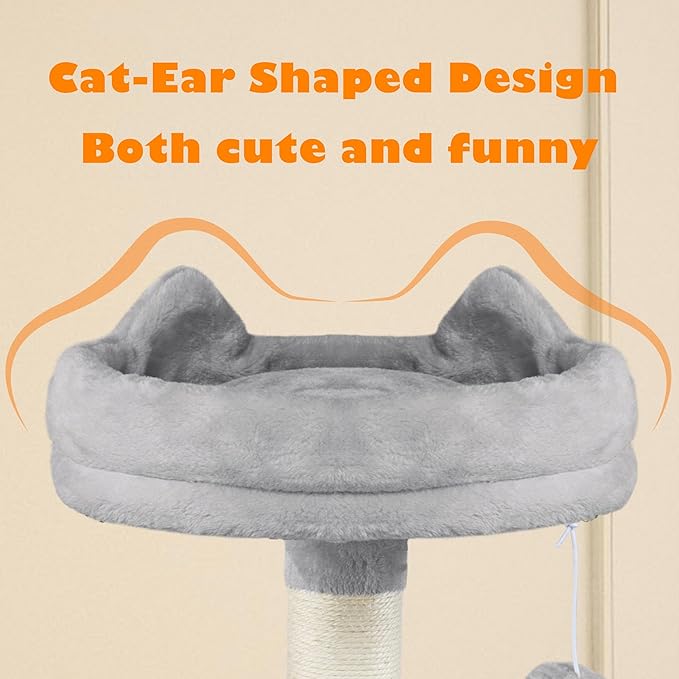 Yaheetech 62.5inches Cat Tree Cat Tower Cat Condo with Platform & Hammock, Scratching Posts for Kittens Pet Play House with Plush Perch for Indoor Activity Relaxing, Light Gray
