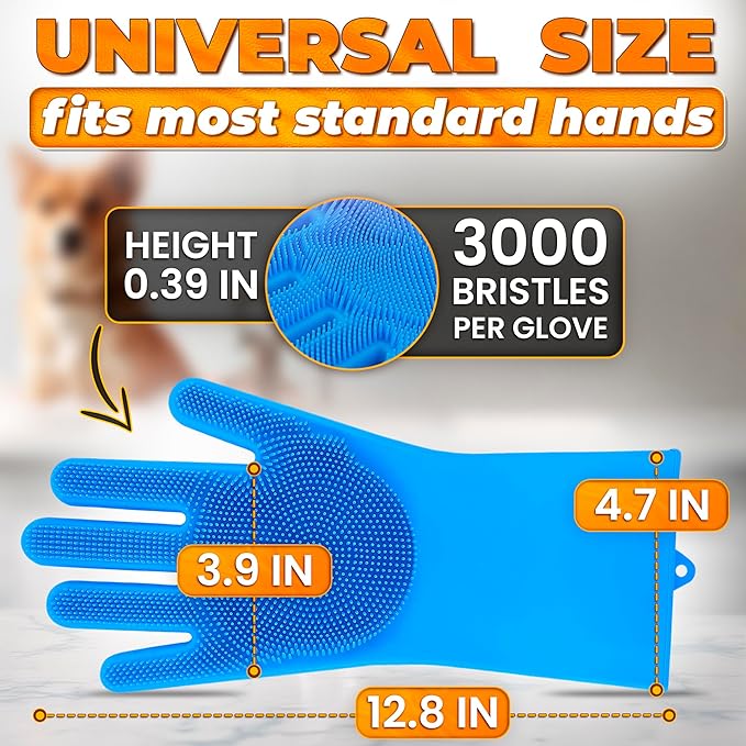 ALPENKOK Silicone Dish Gloves with Scrubbers – Thick Tear-Resistant Dishwashing Gloves – Long-Lasting | Household Use