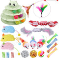 UPSKY 24 PCS Cat Toys, 3-Level Turntable Kitten Toys Set, Interactive Cat Roller Toys for Indoor Cats, Catnip Toys, Cat Teaser Toys, Mice Toys, Spring Toys, Various Ball Toys for Kitty