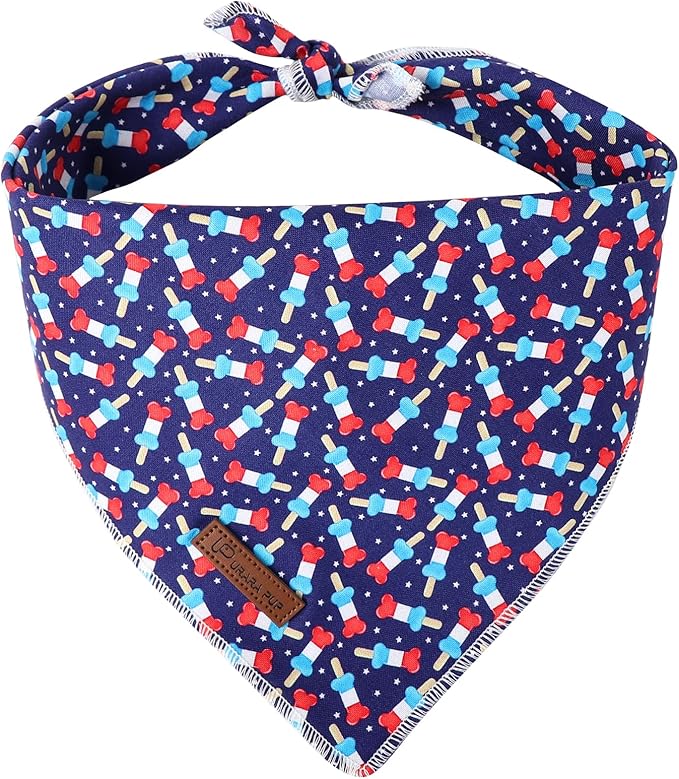 4th of July Dog Bandana, Patriotic Bandana for Small Medium Dog, Cute Patriotic Puppy Bandana, Cotton American Flag Pet Triangle Bid Scarf Kerchief for Girl Boy Dogs or Cats