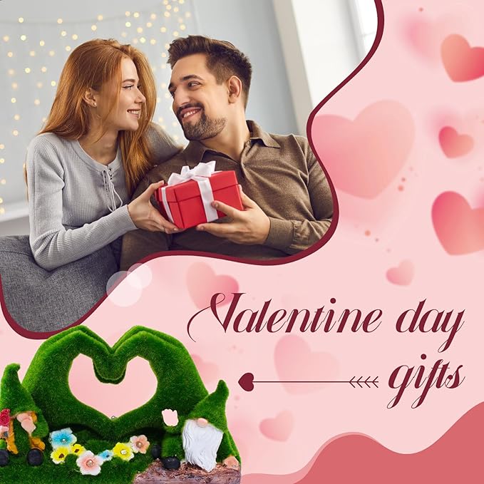 St Patricks Day Gnome Garden Gnome Statue Heart-Shaped Moss Covered Outdoor Garden Decor Cute Gnomes Decorations for Home Patio Yard Balcony Lawn Decor