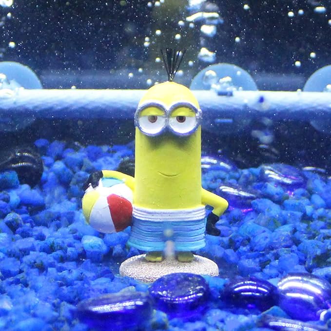 Penn-Plax Minions Officially Licensed 3-Piece Aquarium Ornament Bundle – Includes Kevin, Stuart, and Bob – Beach Themed – Small