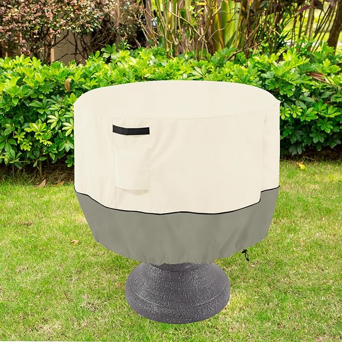 Bitubi Bird Bath Cover（24"x18"） 600D Oxford Cloth Garden Fountain Statue Protective Cover with Drawstring Waterproof Windproof Fountain Protector