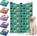 Personalized Paw Print Dog Blanket with Pet Name Face-Custom Puppy Blankets with Picture for Dogs-Customized Dog Memorial Throw Fleece Blanket-Loss of Pets Supplies Sympathy Gift for Bed Sofa Travel