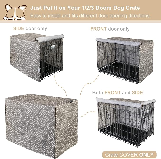 Explore Land Pattern Dog Crate Cover for 36 Inches Wire Cage, Heavy-Duty Polyester 1 2 3 Doors Standard Metal Pet Kennel Enclosure (Vintage Violet)
