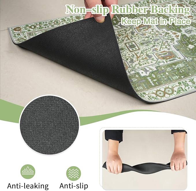 famibay Dog Food Mat, Absorbent Cat Dog Mats for Food and Water, No Stains Quick Dry Pet Cat Bowl Mats with Non Slip Backing, Boho Pet Feeding Mat for Floor Waterproof 16"x24"