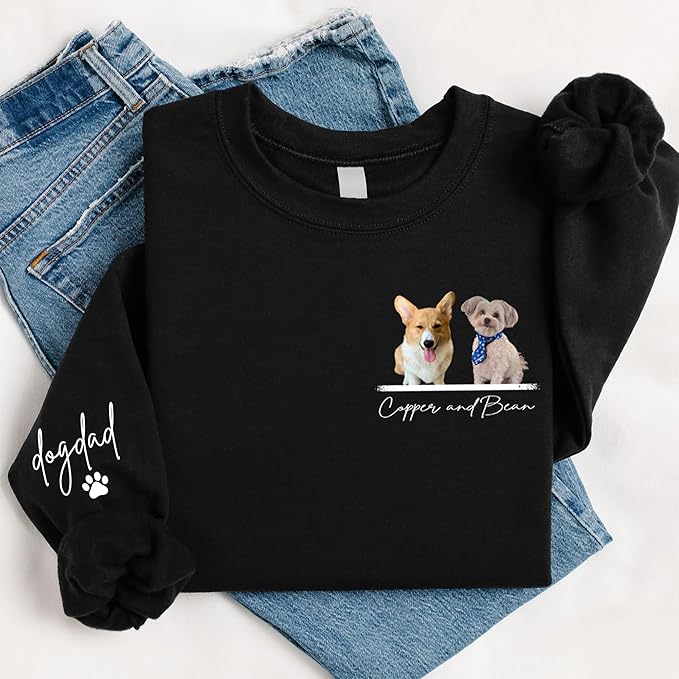 Custom Pet Sweatshirts with Photo and Name, Personalized Dog Sweatshirt, Gifts for Dog Mom, Dad