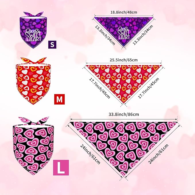 30 Pack Valentines Day Dog Bandanas Bulk for Small Dogs Kittens Breed 18 Inch Adjustable Valentine's Day Dog Bandanas XS Scarves Party Grooming S