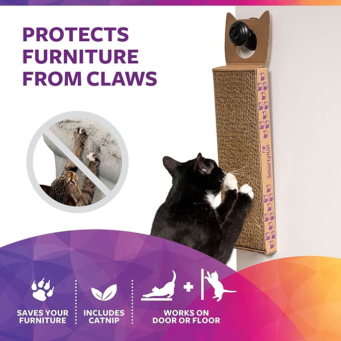 SmartyKat Scratch Up Corrugated Hanging Cat Scratcher,Catnip Infusion Technology - Brown,Wide,(Pack of 6)