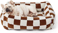 LE SURE Cute Dog Bed for Medium Dogs - Washable Pet Beds,Cozy Rectangle Orthopedic Sofa with Jacquard Shaggy Plush & Anti Slip Bottom,30x24x8inches
