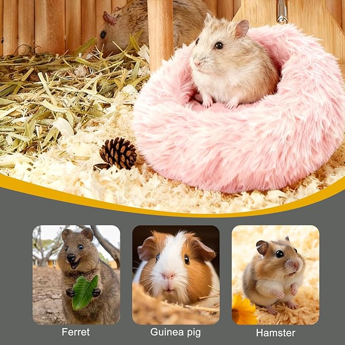 Bunny Rabbit Hideout Bed Small Animal Bedding Donut-Shaped Burrowing Pet Bed Soft and Warm Hideaway with Spandex and Fleece Bottoms Cozy Carrier, Cage Accessories