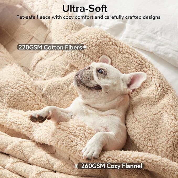 GASUR Waterproof Dog Blankets for Medium Small Dogs, Dog Blanket for Couch Bed, Fleece Pet Blanket for Furniture Sofa Protector, Soft Pet Throw Blankets for Crate Car Outdoor, Washable, 30"x40", Beige