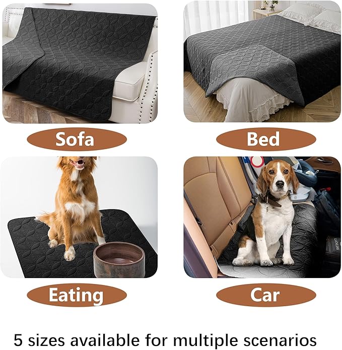 Waterproof Dog Blanket, 82x102 inches Pet Couch Covers for Sofa, Bed Furniture Protector from Dogs Washable and Reversible-Black+Darkgrey