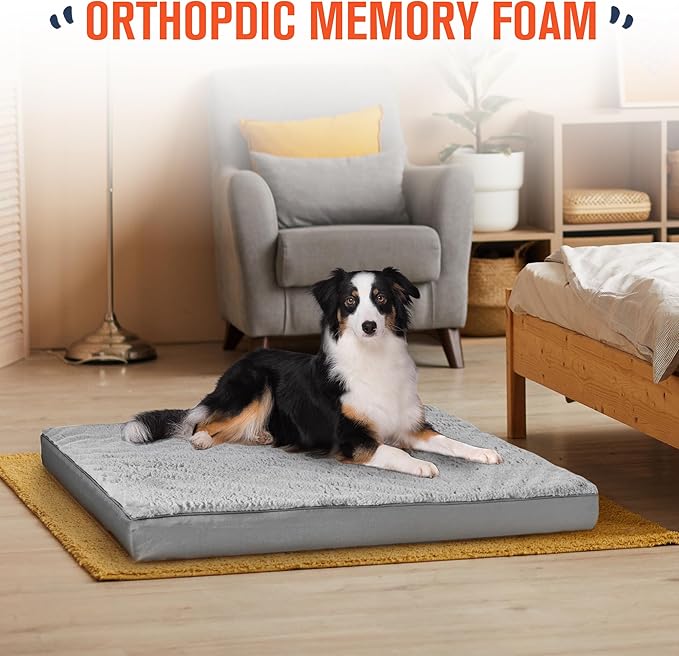 Simple Trending Orthopedic Dog Bed for Large Dogs, Egg Crate Foam & Removable Cover, Washable Pet Bed, 36 x 27 Inch, Gray
