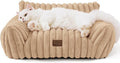 Bedsure ComfyFleece™ Cute Cat Couch for Pets - As Seen on TV on Good Day New York, Fuzzy Cats beds for Indoor Cats with Removable Washable Cover, Supportive Pet Sofa, 24inch, Sandy Beige