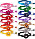 13Pcs Puppy Collars, Cat ID Collars with Bell Adjustable 19-32cm, Flower Soft Nylon Adjustable Identification Collars for Puppy Kittens(unbreakaway)