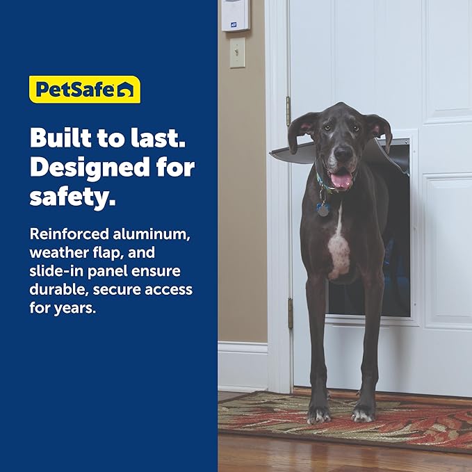 PetSafe Freedom Aluminum Pet Door - Easy Installation Heavy Duty Dog & Cat Door with Magnetic Tinted Flap - Long-Lasting Pet-Friendly Design - Extra Large - for Dogs Up to 220 lb