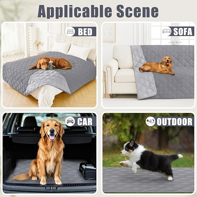 Smiry Waterproof Dog Bed Cover Blanket 40x80, Soft Reversible Pet Blanket, Washable Leakproof Cats Dogs Couch Cover for Sofa, Couch, Furniture, Grey/Light Grey