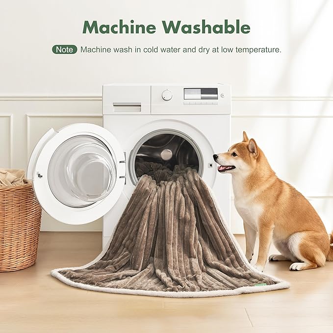 Waterproof Dog Blanket for Couch - Washable Medium Pet Blanket for Furniture Protector, Cozy Fleece Calming Dog Crate Blankets for Indoors & Outdoors, Brown, 30"x40"