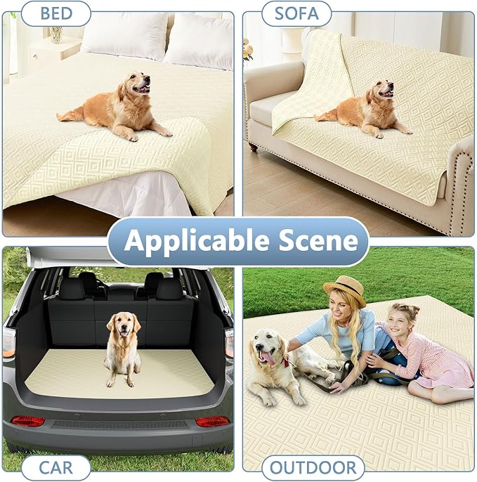 hyha Waterproof Dog Blanket, Soft Dog Bed Cover Pet Blankets, Waterproof Sofa Couch Cover for Dogs Washable, Reversible Pet Couch Covers for Sofa Furniture (40x80 Inch, Beige/Beige)