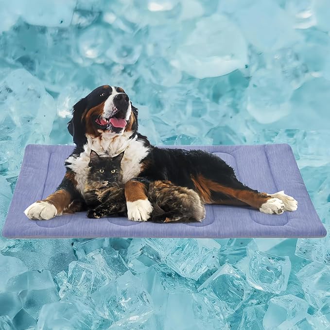 Cooling Mat for Large Dogs - Double-Sided Waterproof & Cool, Q-MAX>0.47, Portable Dog Cooling Mat for Summer. (XL (44''x32'')