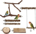 7PCS Bird Perches, Natural Wood Parrot Perch Stand, Bird Perch Chewing Stick Cage Accessories Hanging Multi-Branch Perch Platform Swing Toy for Parakeets, Cockatiels, Small Medium Birds