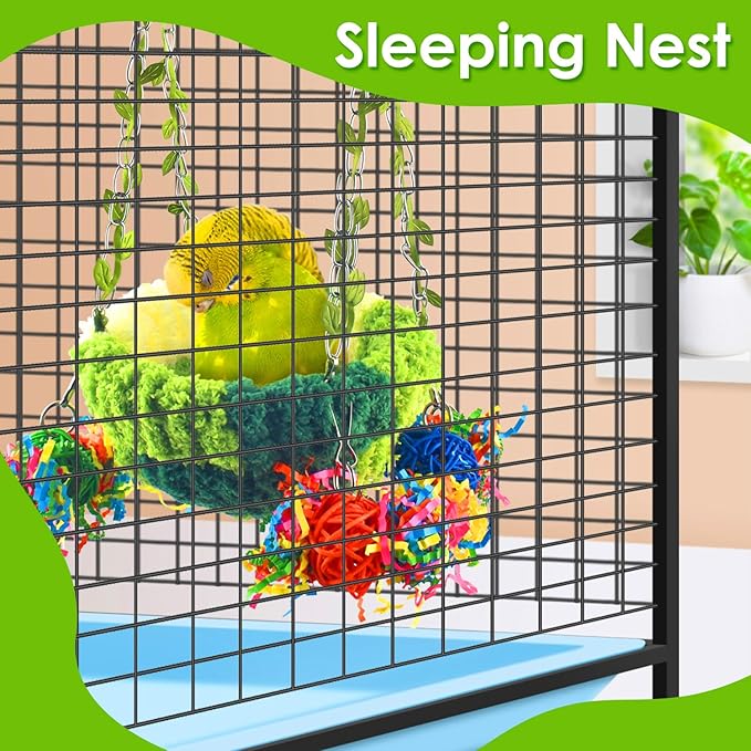 KATUMO Conure Nest, Bird Breeding Bed Cockatiel Snuggle Nest Parakeet Swing Bed for Small Pets, Size Large