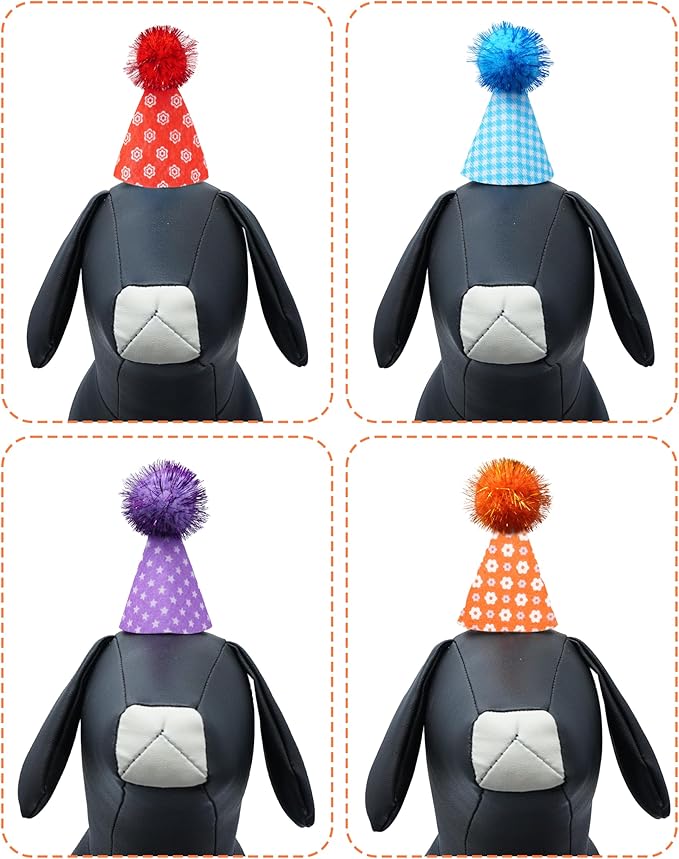 PET SHOW 10 Pack Mini Party Hats for Small Dog Birthday Stuffed Animals Puppy Cats Adjustable Headband Colorful Holiday Felt Hats Kitten Pet Grooming Costume Accessories