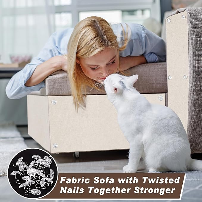 Cat Scratching Mat, 118" x 15.8" Self-Adhesive Trimmable Cat Scratching Carpet Mat with 20 Screws, DIY Cat Scratchers Furniture Protector for Indoor Cats, Couch, Wall and Cat Tree Shelves
