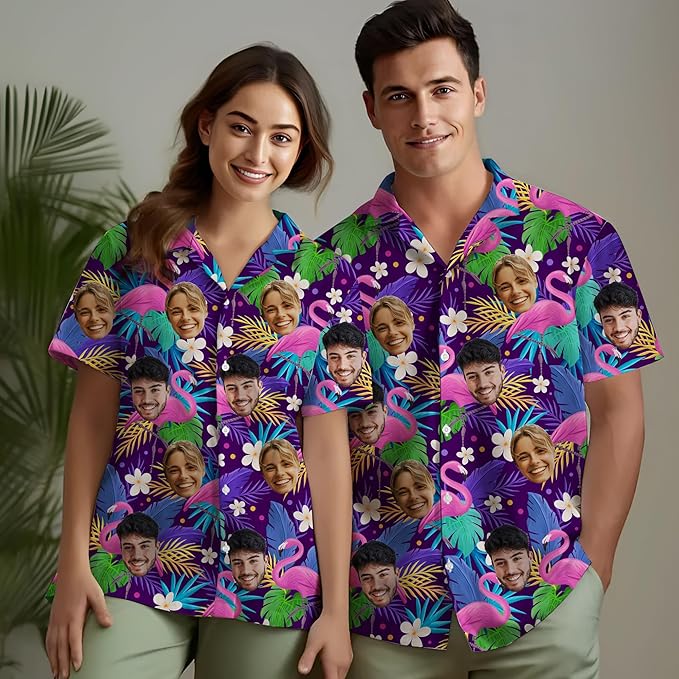 Custom Hawaiian Shirt with Face Photo Picture for Men Women Kids Youth Adult, Tropical Personalized Hawaiian Shirts Gift