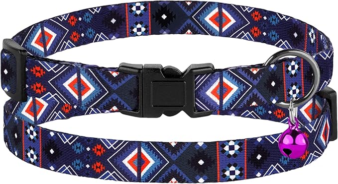Cat Collar Breakaway 2PCS Adjustable Pattern Tribal Aztec Southwest Safety Pet Collars for Cats Kitten (Aztec + Tribal)