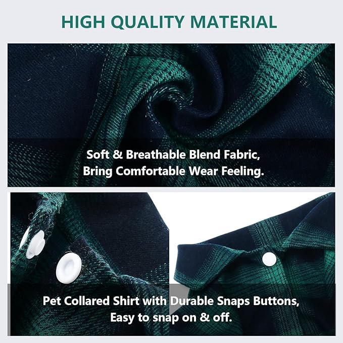 Koneseve Dog Shirt Pet Plaid Clothes T-Shirt Sweater Matching Breathable for Large Dog Adorable Casual Cozy Halloween Thanksgiving Christmas Costumes (Green; 5XL)