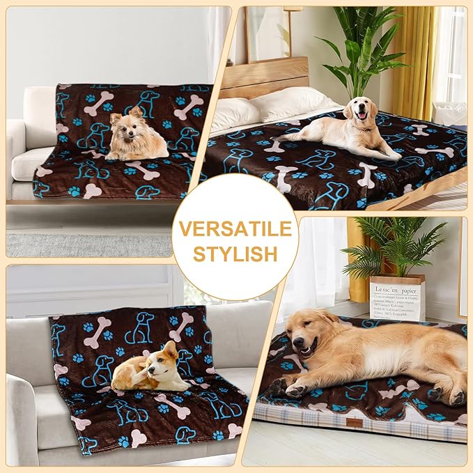 Dog Blanket for Small Dogs Washable-Soft Fluffy Puppy Blanket with Premium 300GSM Coral Fleece,Cozy Calming Cat Blankets for Indoor Cats for Kitten Doggy,Coffee,43x30IN
