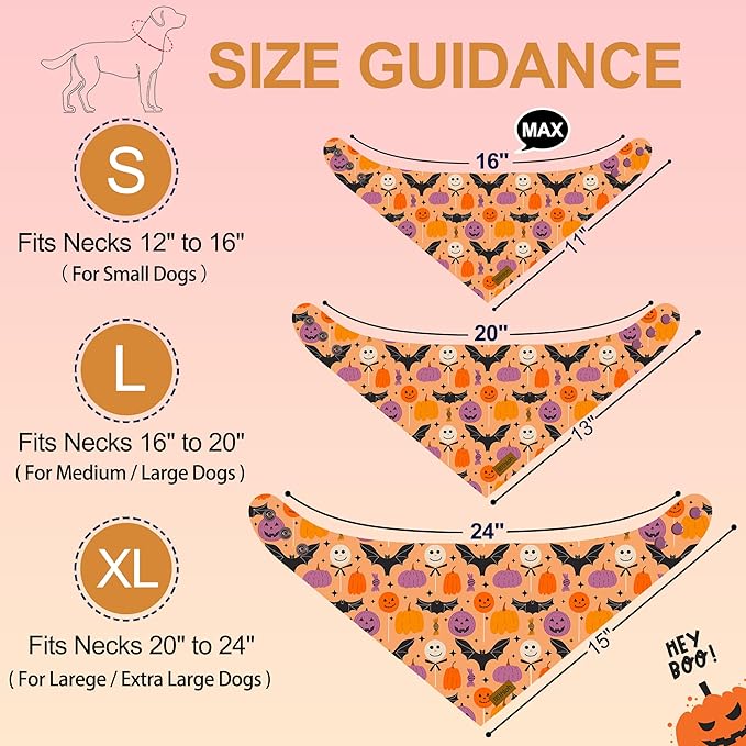 Halloween Dog Bandanas - 2 Pack Purple Dog Bandana with Snap Button | Reversible Pet Scarf for Boy & Girl | Premium Durable Fabric | Holiday Bandana for Medium and Large Dogs (Large)