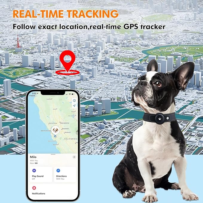 BONSO 2-in-1 GPS Tracker for Dogs: Smart Collar with Real-Time Location, No Monthly Fee, Unlimited Range (iOS Only) GPS Tracker Dog Collar- Ideal for Small, Medium Large Dogs(Tracker Included)