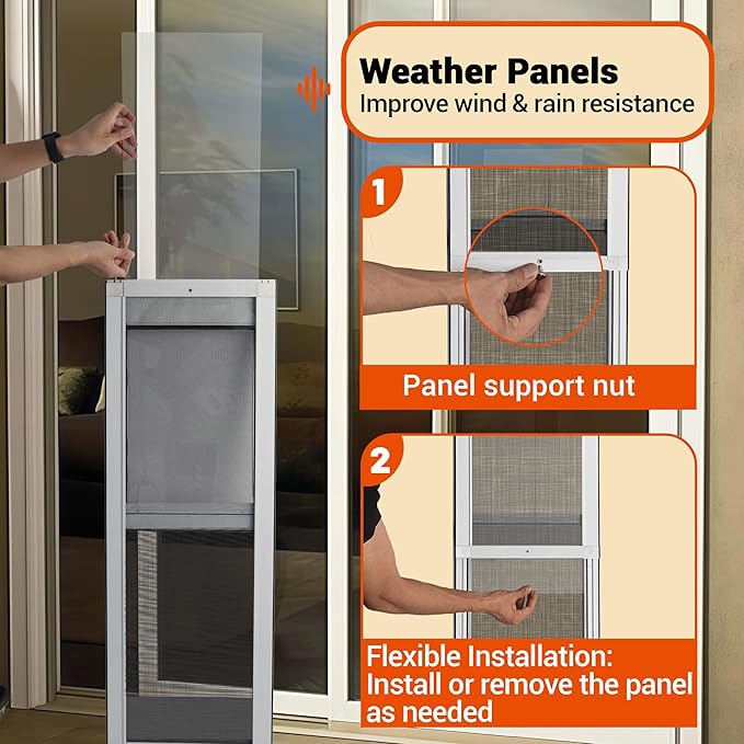 XL Dog Door for Sliding Glass Door, Extra Large Patio Doggy Door Insert for Sliding Door, Height Adjustable from 44" to 84", Flap Width: 14 inch