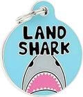 Bad Tags Personalized Dog and Cat ID Tags in 25+ Designs and 2 Sizes - 5 Lines of Custom Engraved Text - Funny Cute Personalized Pet Tags (Land Shark, Large (1.25 inch))