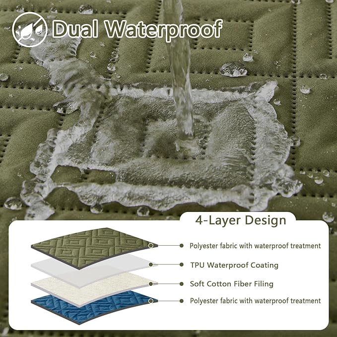 hyha Waterproof Dog Blanket, Soft Pet Bed Blankets, Waterproof Sofa Couch Cover for Dogs Washable, Reversible Pet Couch Covers for Sofa Furniture (30x90 Inch, Green/Navy Blue)