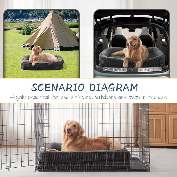 Orthopedic Dog Bed for Medium, Large Dogs Breeds, High Density Egg Crate Foam Dog Sofa Beds with Four Sided Bolster,Oval Kennel Bed, Pet Couch Bed,Removable Washable Cover& Non-Slip Bottom