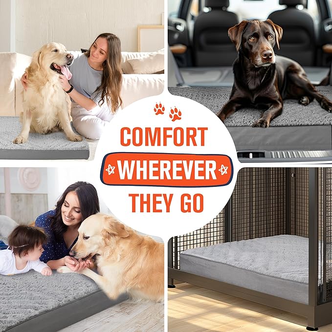 Simple Trending Orthopedic Dog Bed for Large Dogs, Egg Crate Foam & Removable Cover, Washable Pet Bed, 36 x 27 Inch, Gray