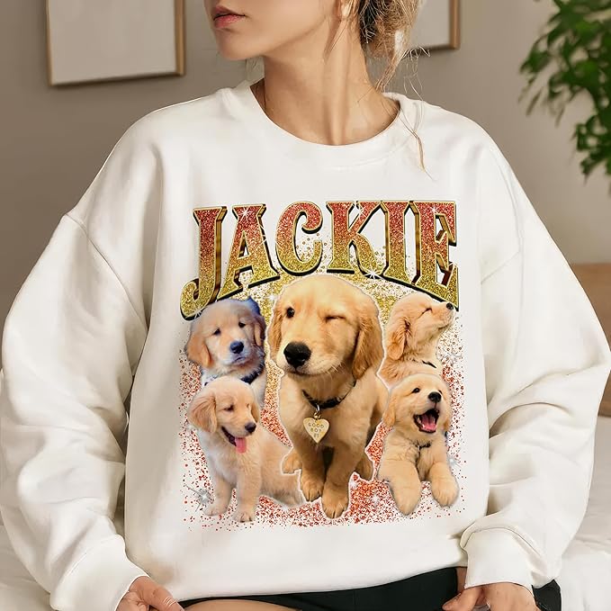 JIX & JOKY Custom Your Own Bootleg Rap Shirts with Dog Faces Custom Pet Shirt for Men Graphic Tshirt Gift Idea for Pet Lovers