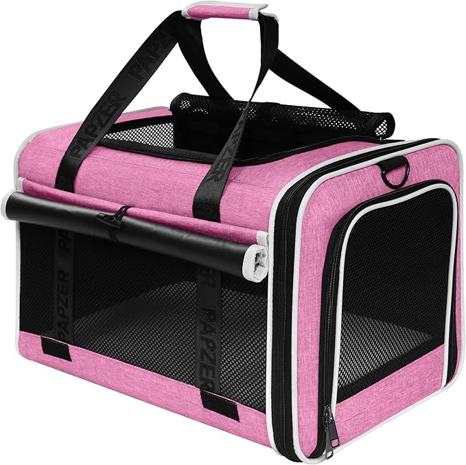Top Loading Medium Cat Carrier with Privacy Protection for Nervous Pet, Soft-Sided Small Puppy Travel Crate Vet Visit, Kitty Cage Kennel Bag Suitcase Luggage Sleeve, 18x11x11 Inch Pink