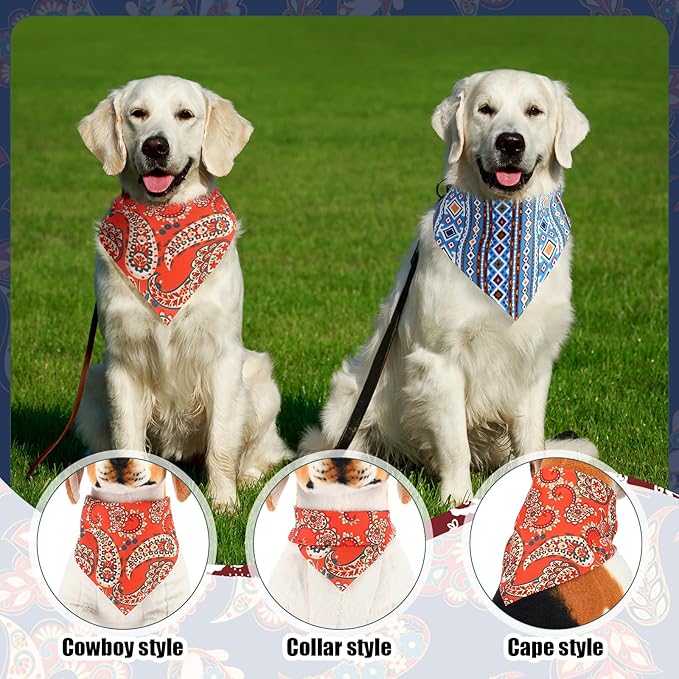 Aliceset 180 Pcs Paisley Dog Bandana Bulk Retro Bandanas for Dogs Adjustable Washable Pet Triangle Scarf Paisley Print Dog Kerchief Bibs for Small Medium Large Dog Cat Holiday Costume Accessories