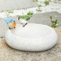MUMTOP Bird Baths for Outdoors, Antique Outdoor Garden Bird Bath Resin Birdbath Bowl with Cute Birds Ornament for Outside Yard Table Decor