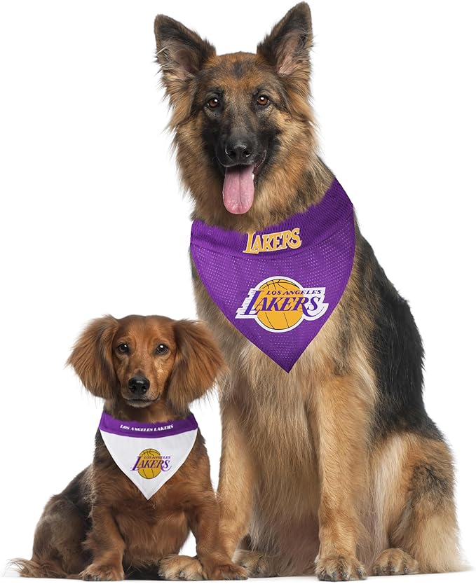 Pets First NBA LA Lakers Reversible Bandana Size XX-Large for Dogs & Cats. 2 Sided Sports Bandana, Premium Embroidery Team Logo, Many NBA Teams Available