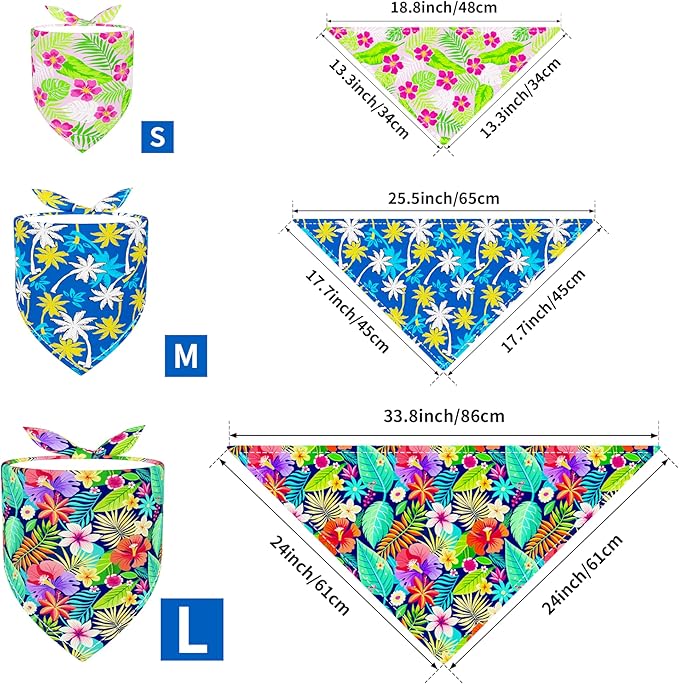 PET SHOW 50 Pack Hawaiian Dog Bandanas Bulk for Small Dogs Cats Puppys XS Washable Adjustable Dog Scarf Triangle Bibs Pet Red Pink Decorative Grooming Accessories